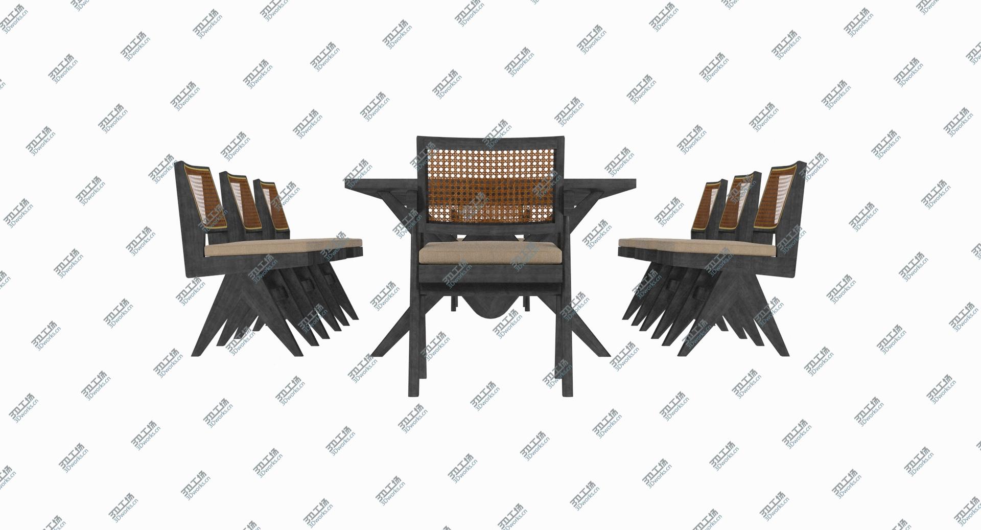 images/goods_img/202105073/3D Cassina Jeanneret Capitol Complex Table with Office Chair and Black Mahogany Chair with Cushions Set/4.jpg